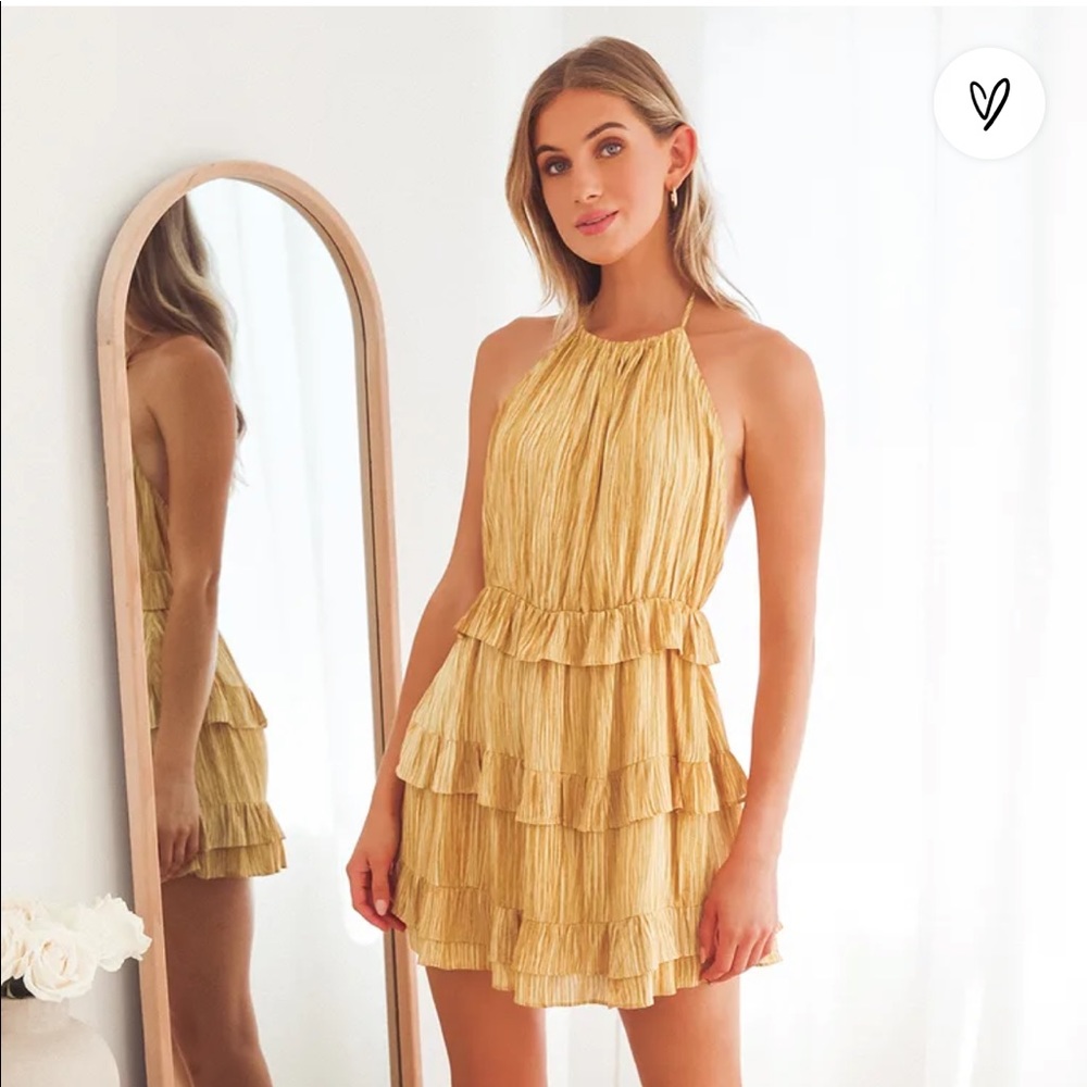 Lulus downright darling mustard yellow dress